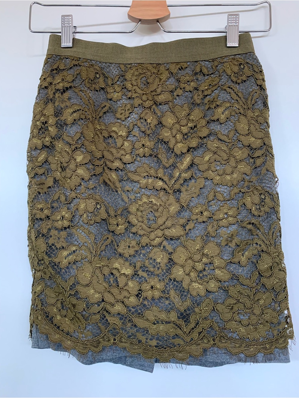Loft Olive Lace Pencil Skirt